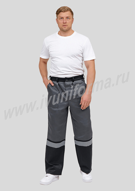 Брюки рабочие мужские с СОП арт. Р-07-190-ГР